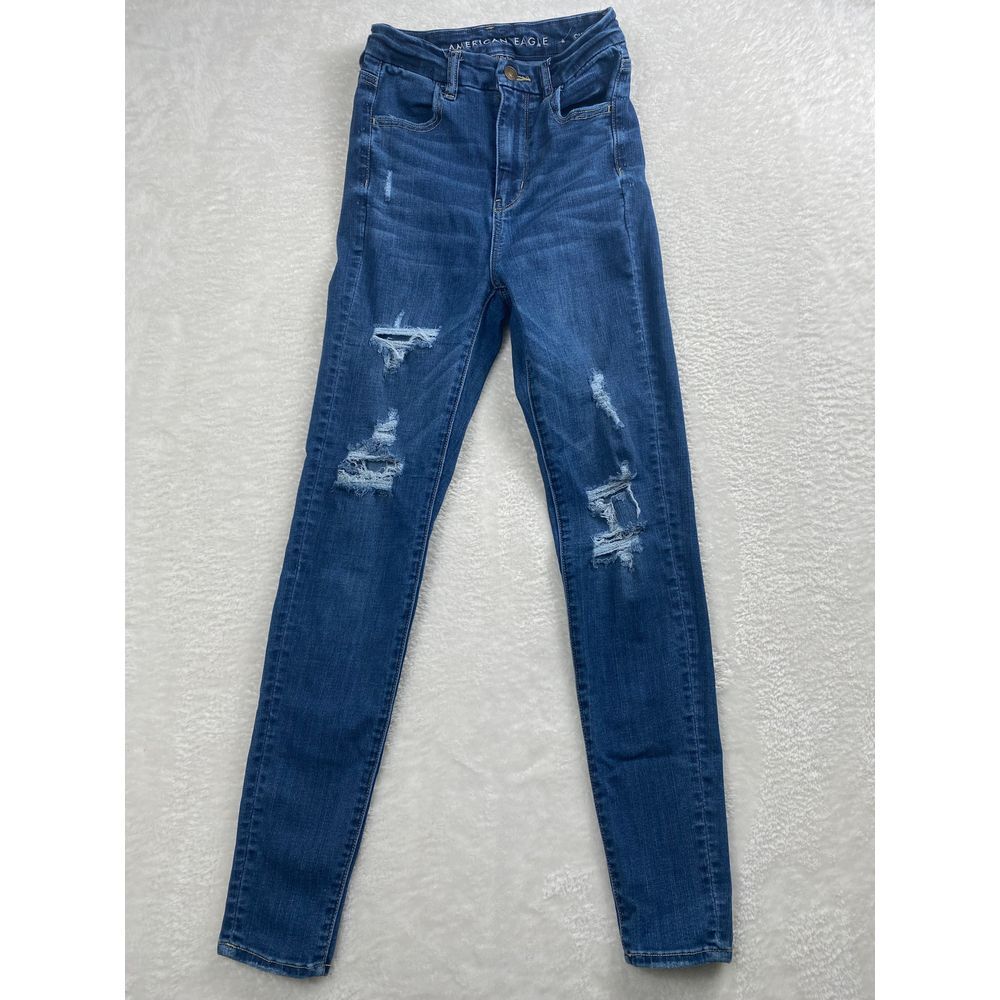 American Eagle Women's Distressed Next Level Stretch Curvy High Rise Jegging 00